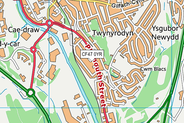 CF47 0YR map - OS VectorMap District (Ordnance Survey)