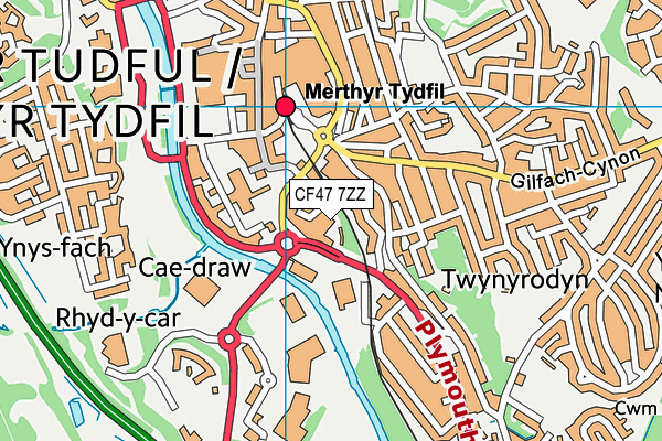 CF47 7ZZ map - OS VectorMap District (Ordnance Survey)