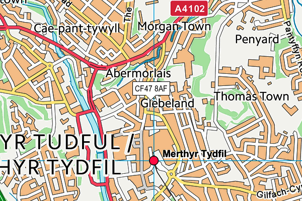 CF47 8AF map - OS VectorMap District (Ordnance Survey)