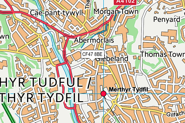 CF47 8BE map - OS VectorMap District (Ordnance Survey)