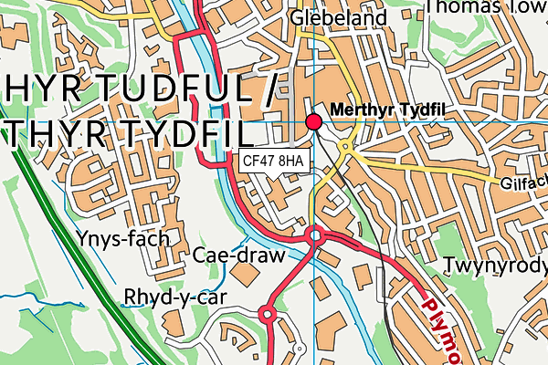 Caedraw Primary School map (CF47 8HA) - OS VectorMap District (Ordnance Survey)