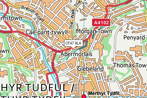 CF47 8LA map - OS VectorMap District (Ordnance Survey)