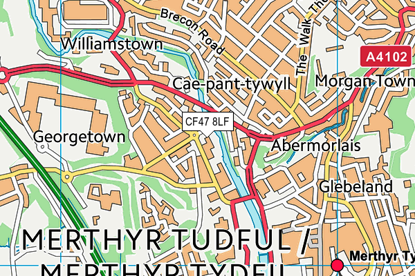 Map of BETHESDA (MERTHYR) LTD at district scale