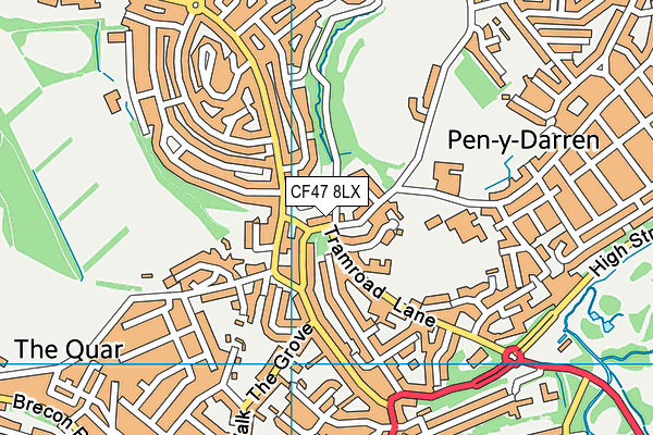 CF47 8LX map - OS VectorMap District (Ordnance Survey)