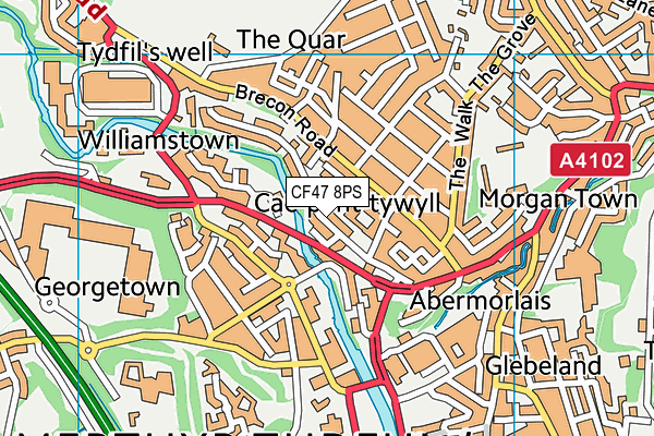 CF47 8PS map - OS VectorMap District (Ordnance Survey)