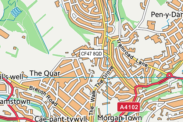 CF47 8QD map - OS VectorMap District (Ordnance Survey)