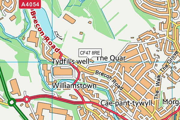 CF47 8RE map - OS VectorMap District (Ordnance Survey)