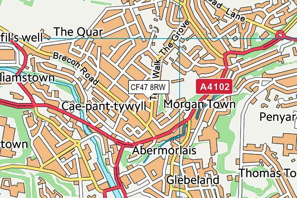 CF47 8RW map - OS VectorMap District (Ordnance Survey)