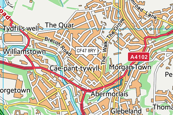 CF47 8RY map - OS VectorMap District (Ordnance Survey)