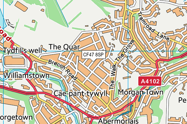 CF47 8SP map - OS VectorMap District (Ordnance Survey)