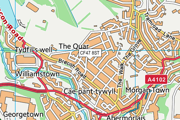 CF47 8ST map - OS VectorMap District (Ordnance Survey)