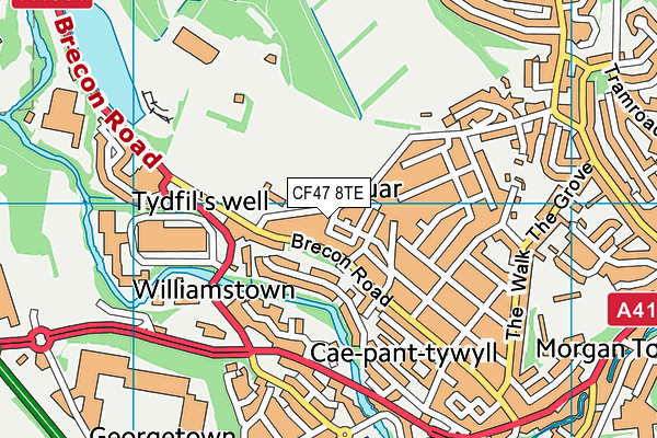 CF47 8TE map - OS VectorMap District (Ordnance Survey)