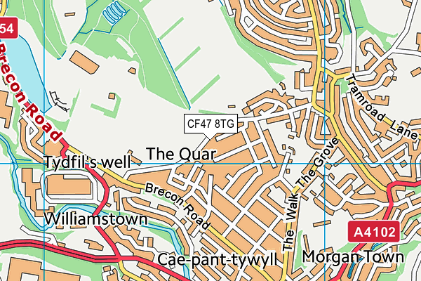 CF47 8TG map - OS VectorMap District (Ordnance Survey)