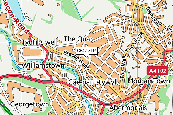 CF47 8TP map - OS VectorMap District (Ordnance Survey)