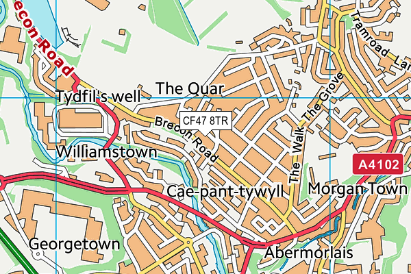 CF47 8TR map - OS VectorMap District (Ordnance Survey)