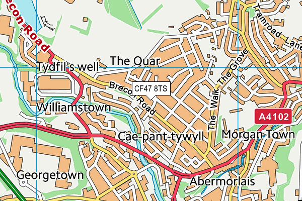 CF47 8TS map - OS VectorMap District (Ordnance Survey)