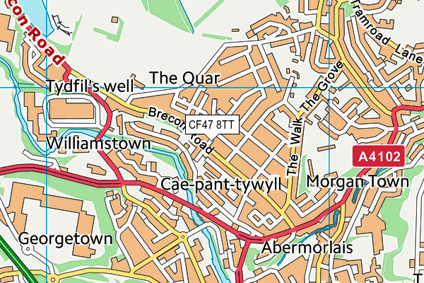 CF47 8TT map - OS VectorMap District (Ordnance Survey)