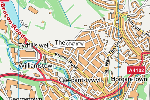 CF47 8TW map - OS VectorMap District (Ordnance Survey)