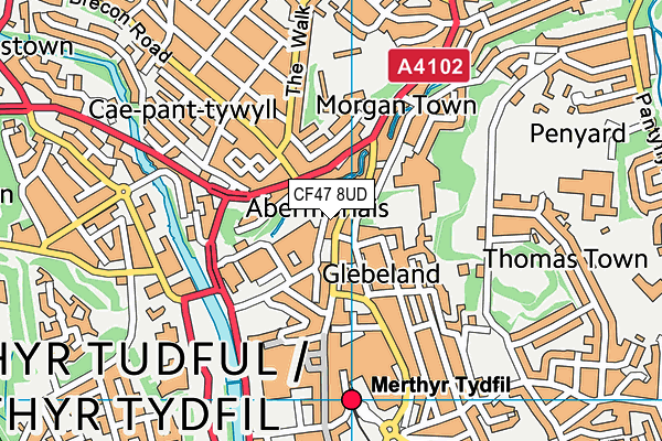 CF47 8UD map - OS VectorMap District (Ordnance Survey)