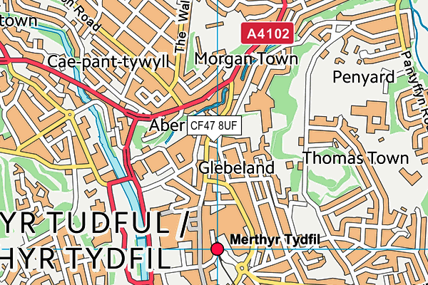 CF47 8UF map - OS VectorMap District (Ordnance Survey)