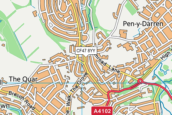 CF47 8YY map - OS VectorMap District (Ordnance Survey)