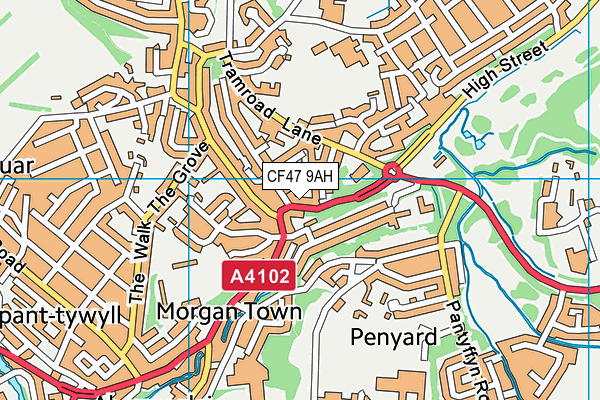 CF47 9AH map - OS VectorMap District (Ordnance Survey)