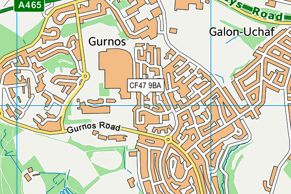 CF47 9BA map - OS VectorMap District (Ordnance Survey)