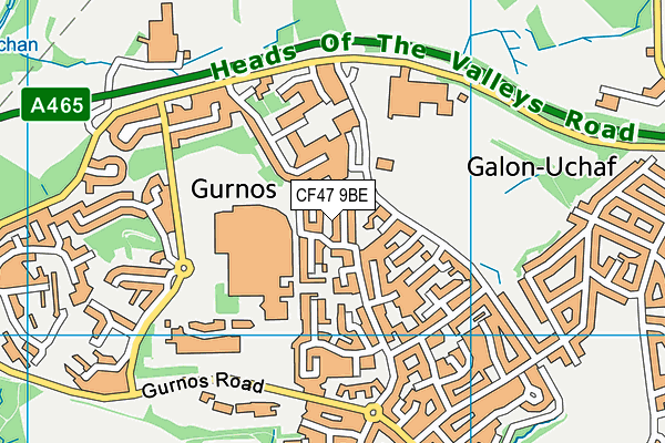 CF47 9BE map - OS VectorMap District (Ordnance Survey)