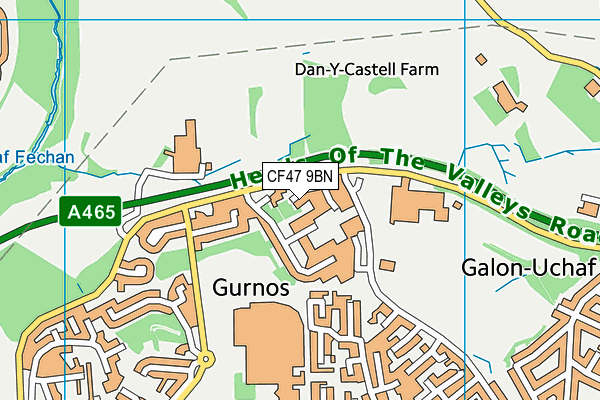 CF47 9BN map - OS VectorMap District (Ordnance Survey)