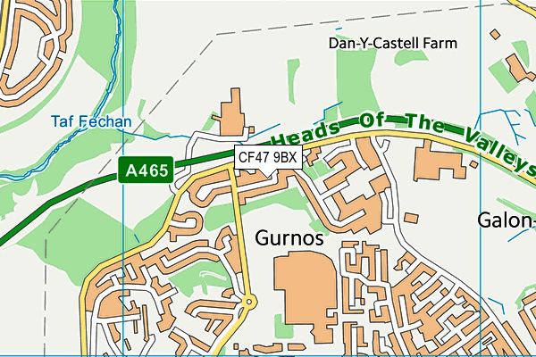 CF47 9BX map - OS VectorMap District (Ordnance Survey)