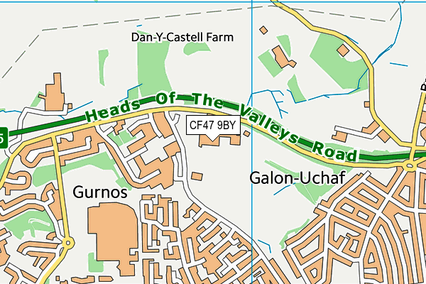CF47 9BY map - OS VectorMap District (Ordnance Survey)