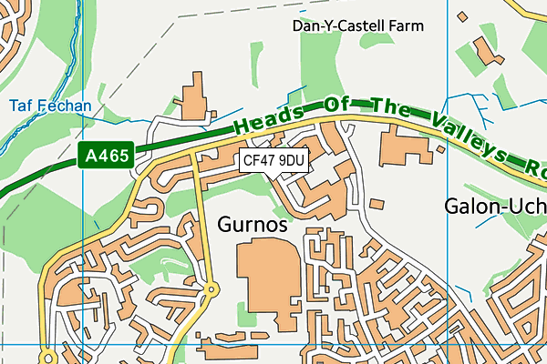 CF47 9DU map - OS VectorMap District (Ordnance Survey)