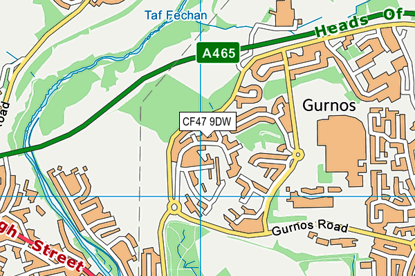 CF47 9DW map - OS VectorMap District (Ordnance Survey)