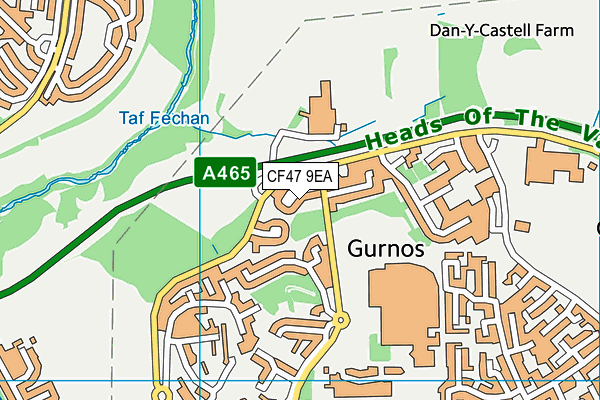 CF47 9EA map - OS VectorMap District (Ordnance Survey)