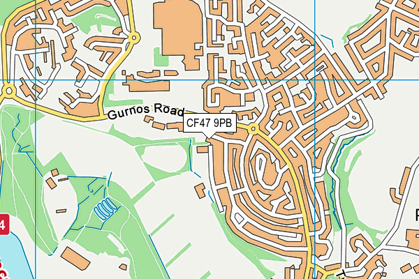 Goetre Primary School map (CF47 9PB) - OS VectorMap District (Ordnance Survey)