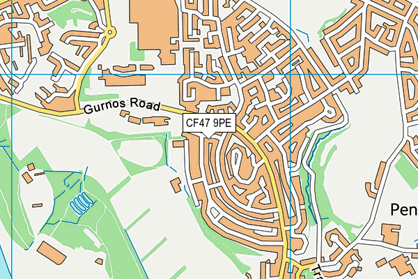 CF47 9PE map - OS VectorMap District (Ordnance Survey)