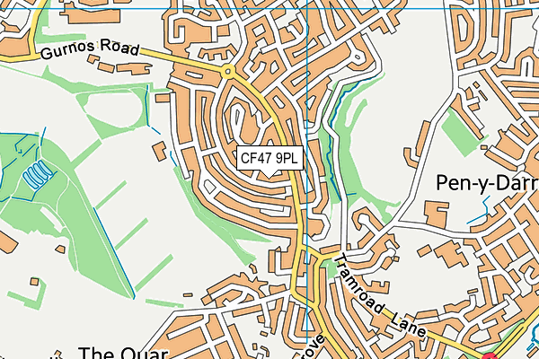 CF47 9PL map - OS VectorMap District (Ordnance Survey)