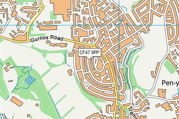 CF47 9PP map - OS VectorMap District (Ordnance Survey)