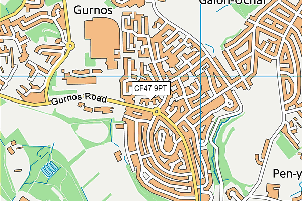 CF47 9PT map - OS VectorMap District (Ordnance Survey)