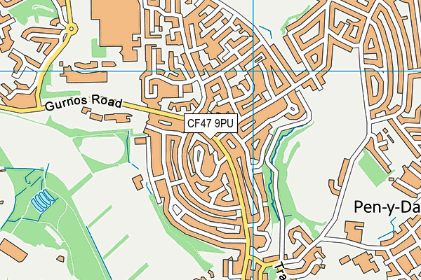 CF47 9PU map - OS VectorMap District (Ordnance Survey)