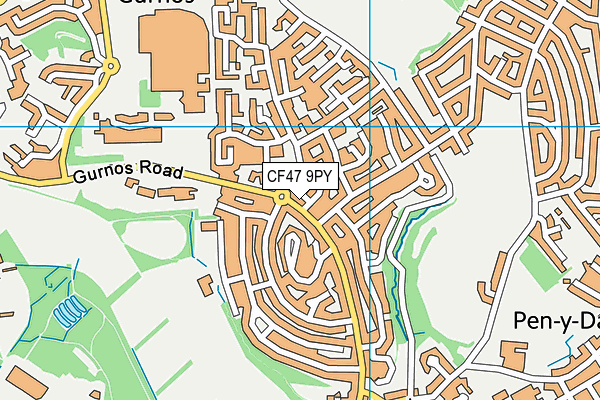 CF47 9PY map - OS VectorMap District (Ordnance Survey)