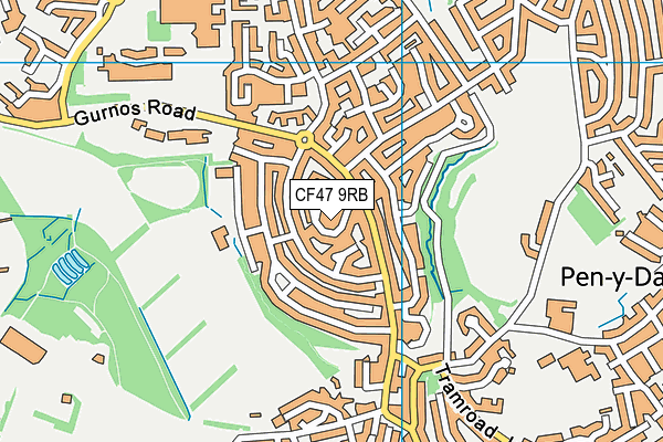 CF47 9RB map - OS VectorMap District (Ordnance Survey)