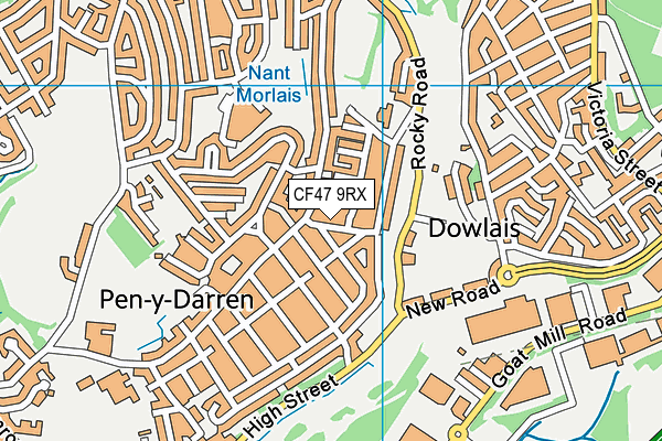 CF47 9RX map - OS VectorMap District (Ordnance Survey)