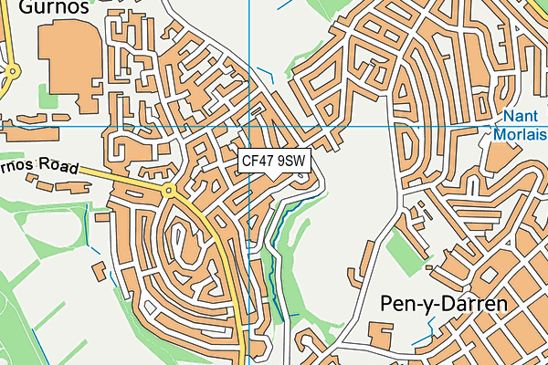 CF47 9SW map - OS VectorMap District (Ordnance Survey)