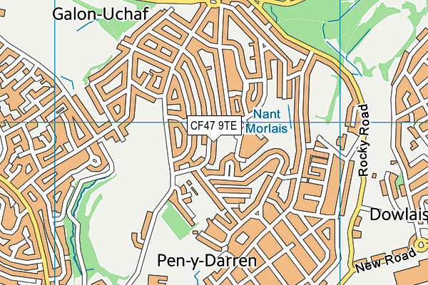 CF47 9TE map - OS VectorMap District (Ordnance Survey)