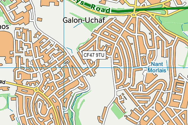 CF47 9TU map - OS VectorMap District (Ordnance Survey)