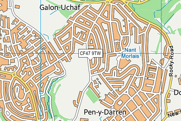 CF47 9TW map - OS VectorMap District (Ordnance Survey)