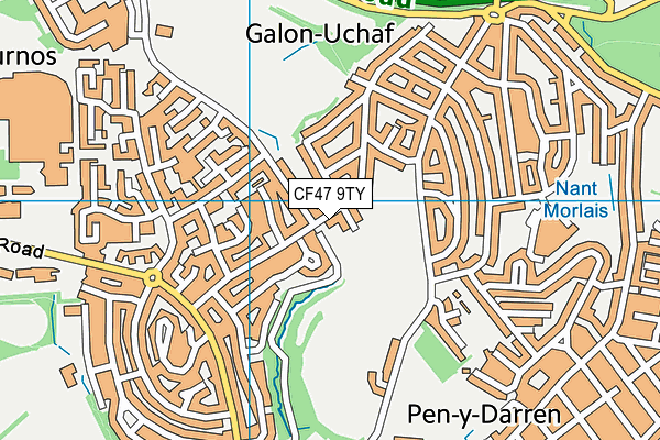 CF47 9TY map - OS VectorMap District (Ordnance Survey)