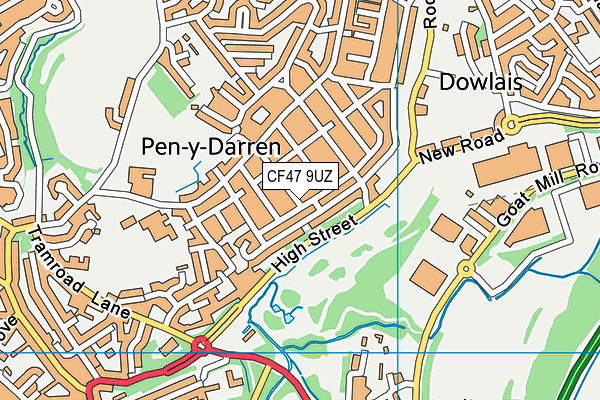 CF47 9UZ map - OS VectorMap District (Ordnance Survey)