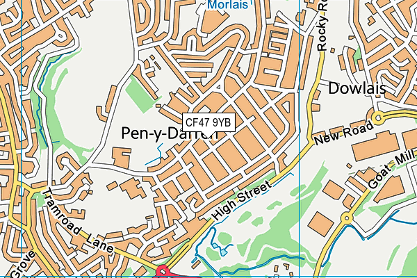 CF47 9YB map - OS VectorMap District (Ordnance Survey)